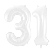 Folieballon 31 jaar metallic wit 86cm