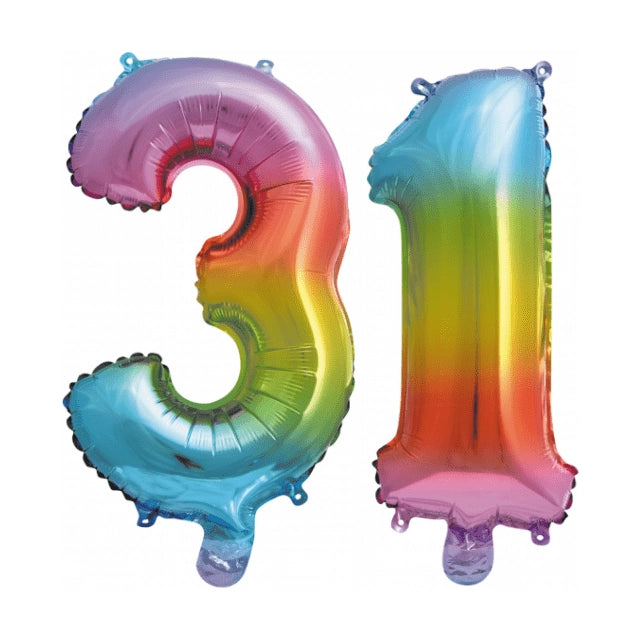 Folieballon 31 jaar Regenboog 86cm