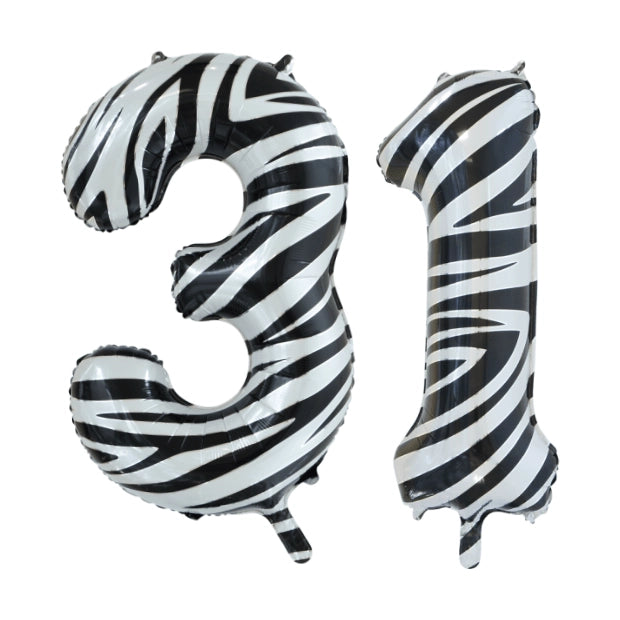 Folieballon 31 jaar zebra 86cm