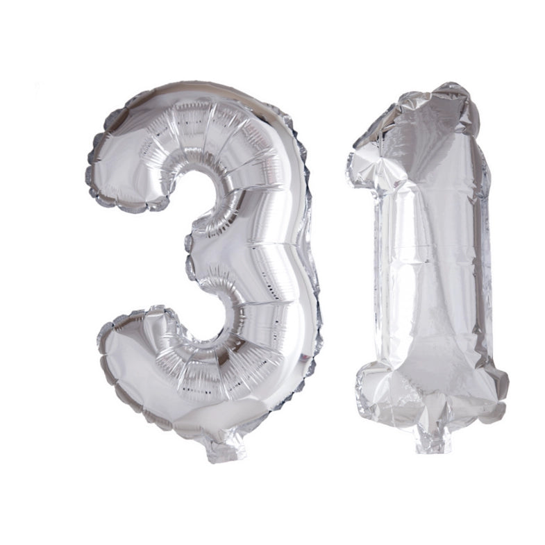 Folieballon 31 jaar Zilver 66cm