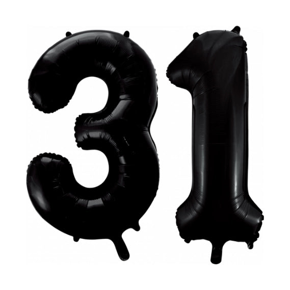 Folieballon 31 jaar zwart 86cm