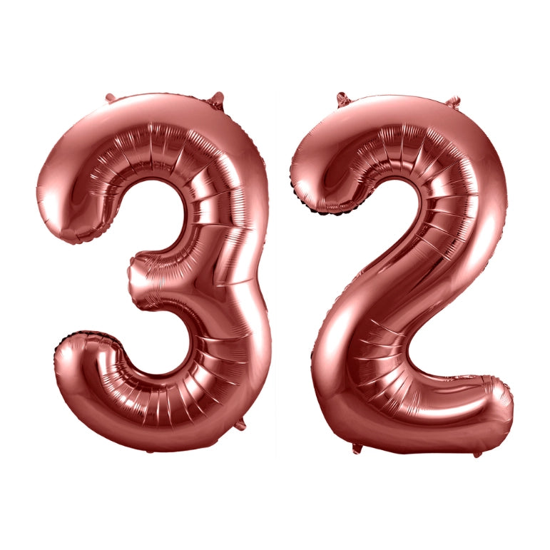 Folieballon 32 jaar brons 86cm