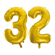 Folieballon 32 jaar Goud 41cm