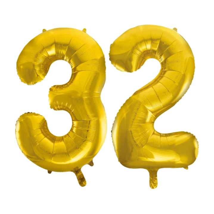 Folieballon 32 jaar Goud 86cm
