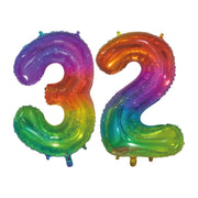Folieballon 32 jaar Regenboog 76cm