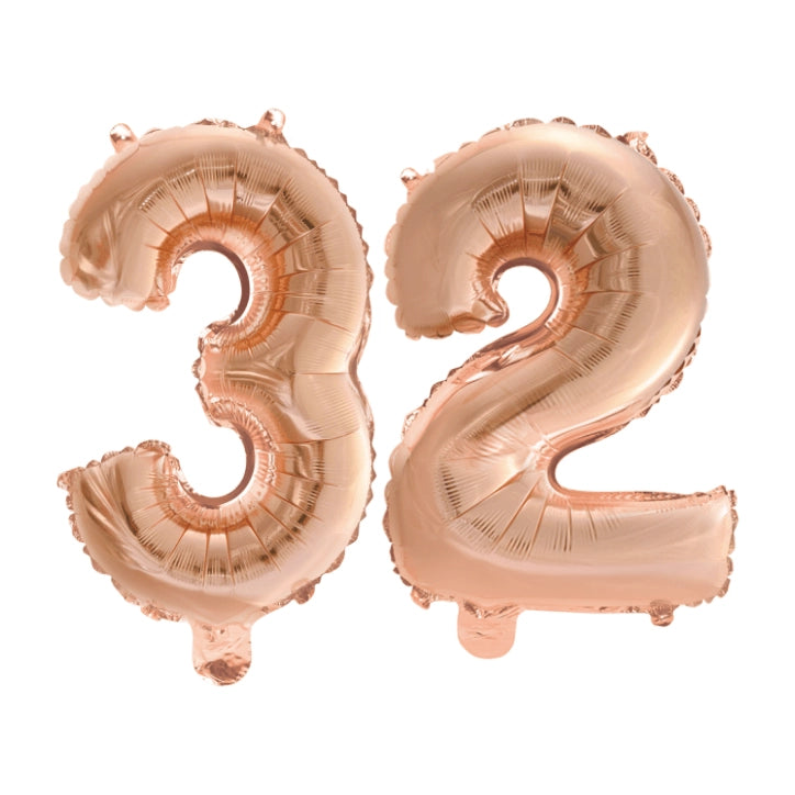 Folieballon 32 jaar Rosé Goud 41cm