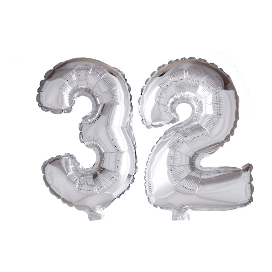 Folieballon 32 jaar Zilver 66cm