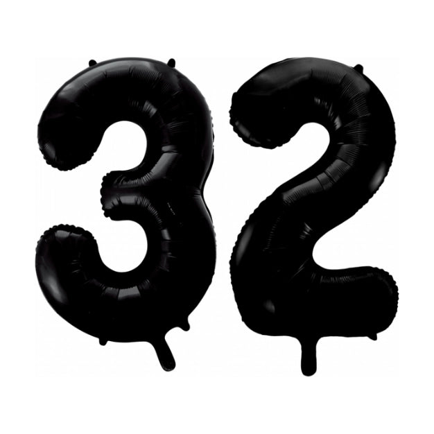 Folieballon 32 jaar zwart 86cm