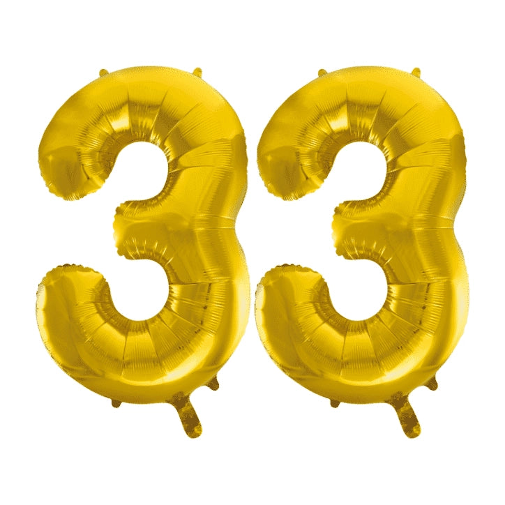 Folieballon 33 jaar Goud 41cm