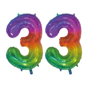 Folieballon 33 jaar Regenboog 76cm