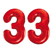 Folieballon 33 jaar rood 86cm