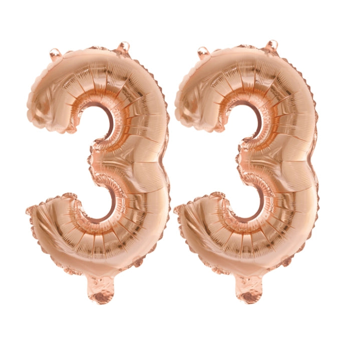 Folieballon 33 jaar Rosé Goud 41cm