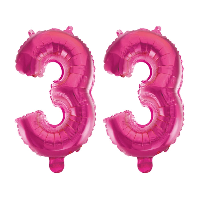 Folieballon 33 jaar roze 41cm