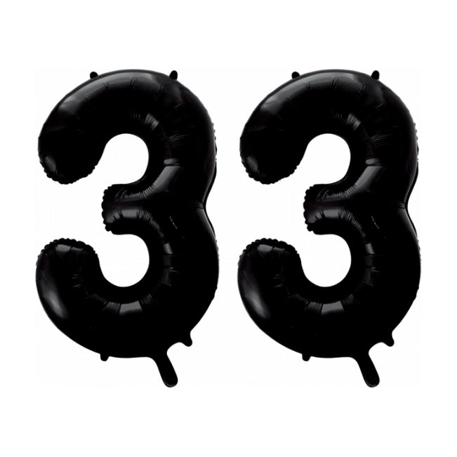 Folieballon 33 jaar zwart 86cm