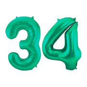 Folieballon 34 jaar metallic groen 86cm