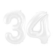 Folieballon 34 jaar metallic wit 86cm