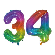 Folieballon 34 jaar Regenboog 76cm