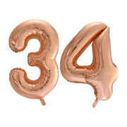 Folieballon 34 jaar Rosé Goud 86cm