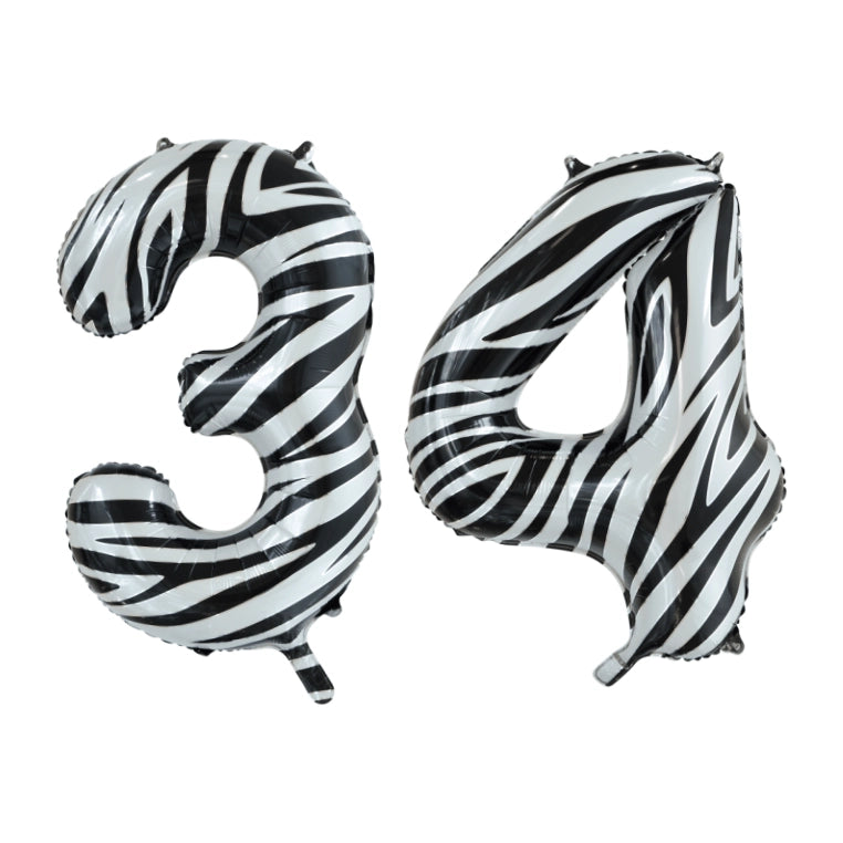 Folieballon 34 jaar zebra 86cm
