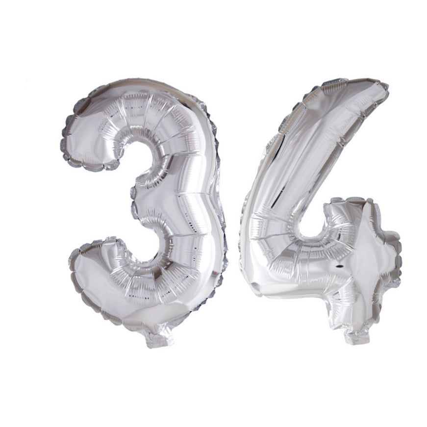 Folieballon 34 jaar Zilver 66cm