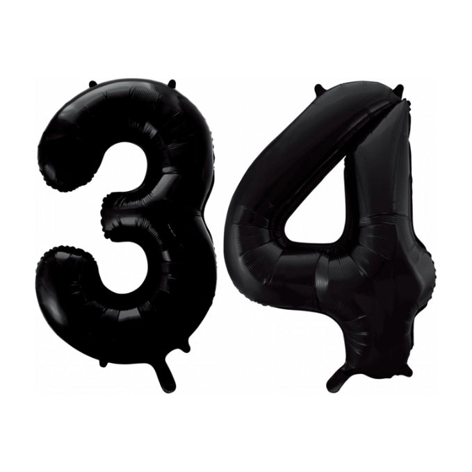 Folieballon 34 jaar zwart 41cm