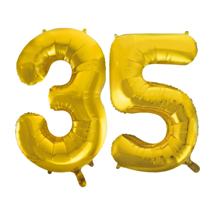Folieballon 35 jaar Goud 66cm