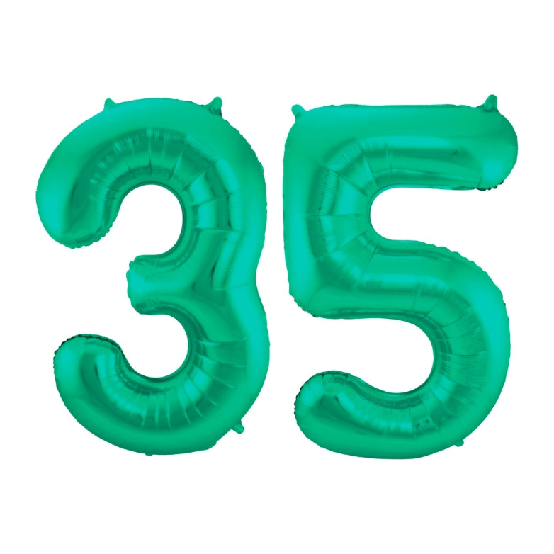 Folieballon 35 jaar metallic groen 86cm