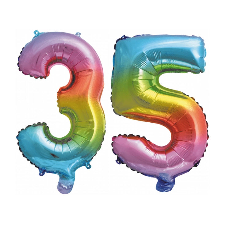 Folieballon 35 jaar Regenboog 41cm