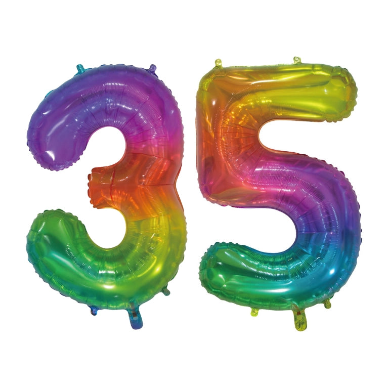 Folieballon 35 jaar Regenboog 76cm