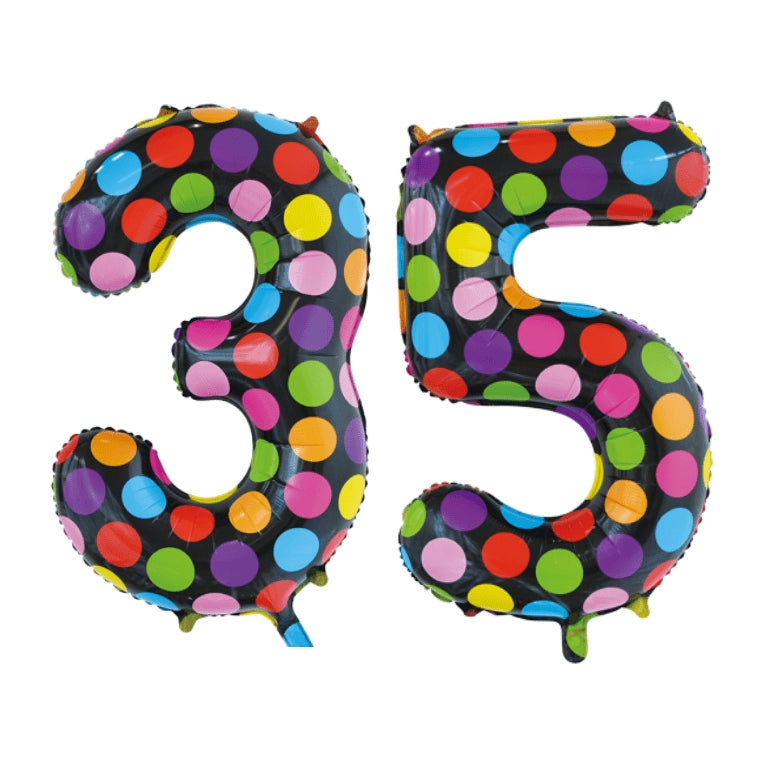 Folieballon 35 jaar stippen 86cm