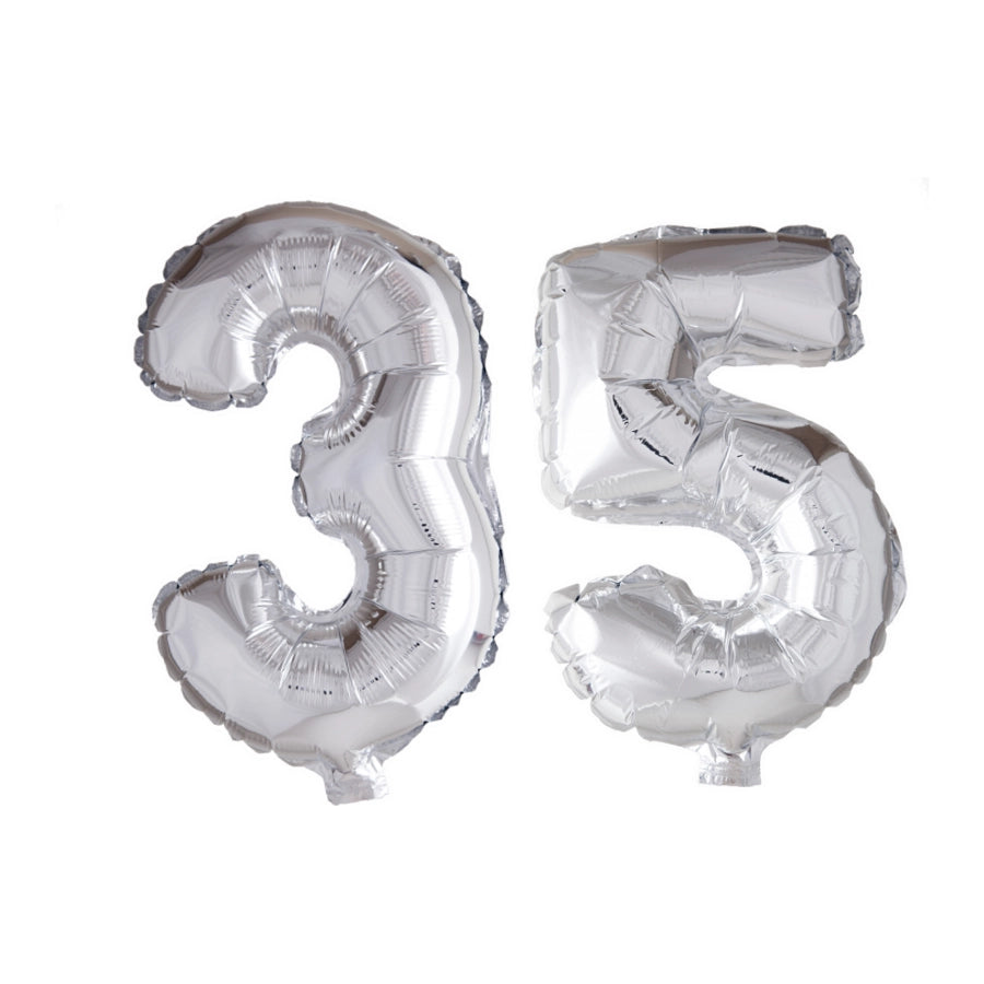 Folieballon 35 jaar Zilver 66cm