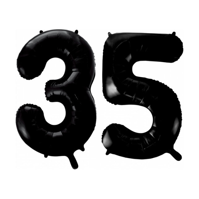 Folieballon 35 jaar zwart 86cm