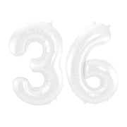 Folieballon 36 jaar metallic wit 86cm