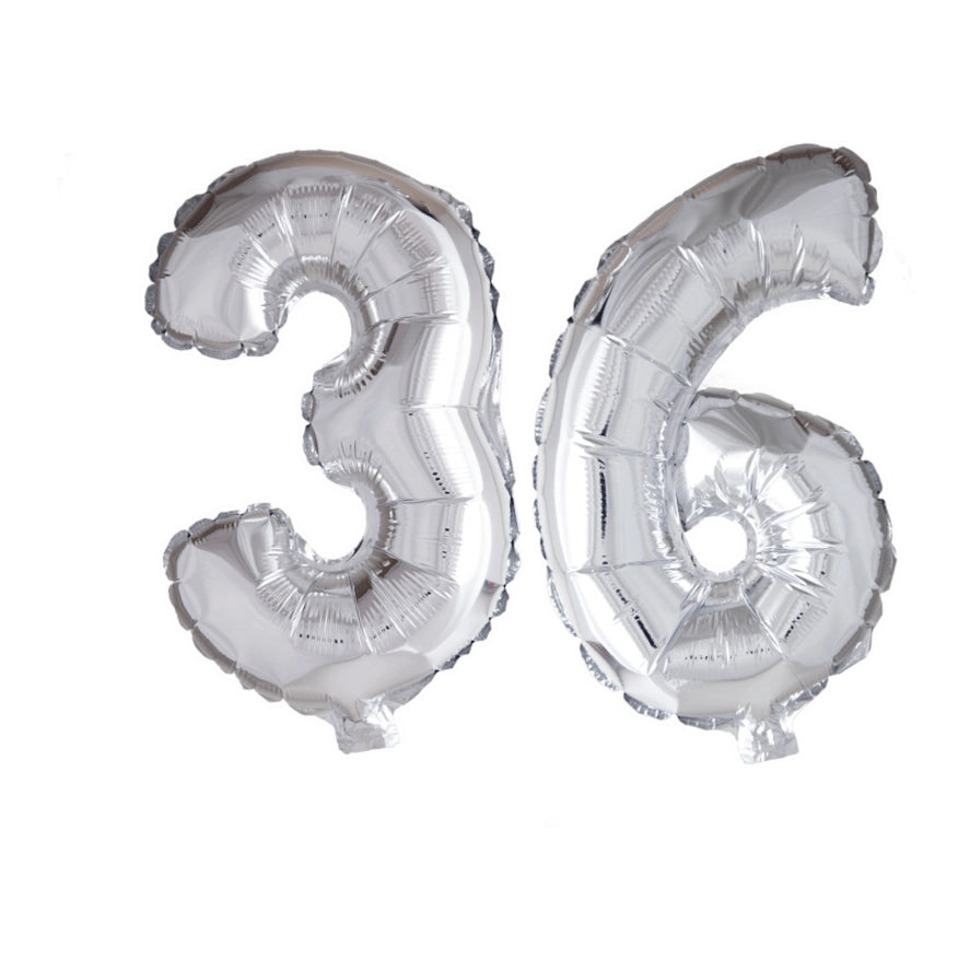 Folieballon 36 jaar zilver 86cm