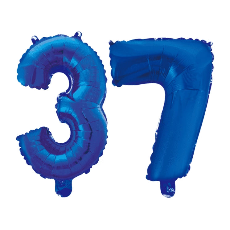 Folieballon 37 jaar blauw 86cm