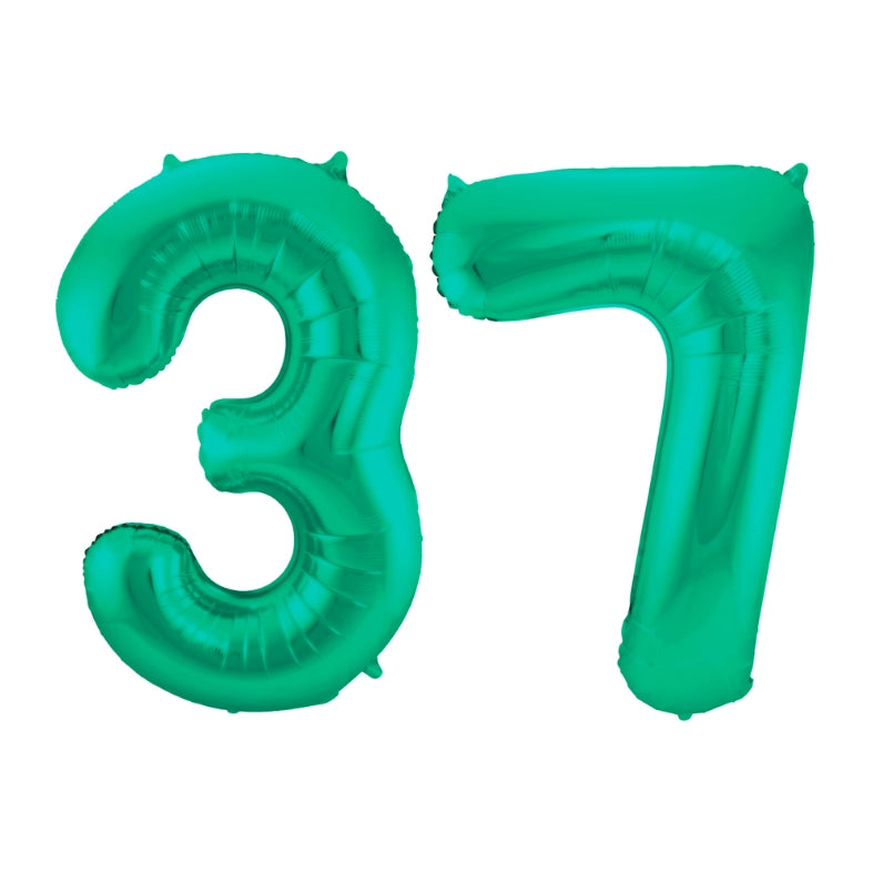 Folieballon 37 jaar metallic groen 86cm