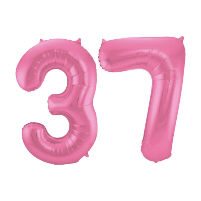 Folieballon 37 jaar metallic roze mat 86cm