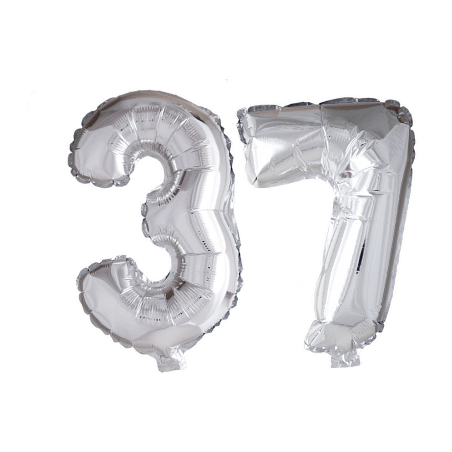 Folieballon 37 jaar zilver 41cm