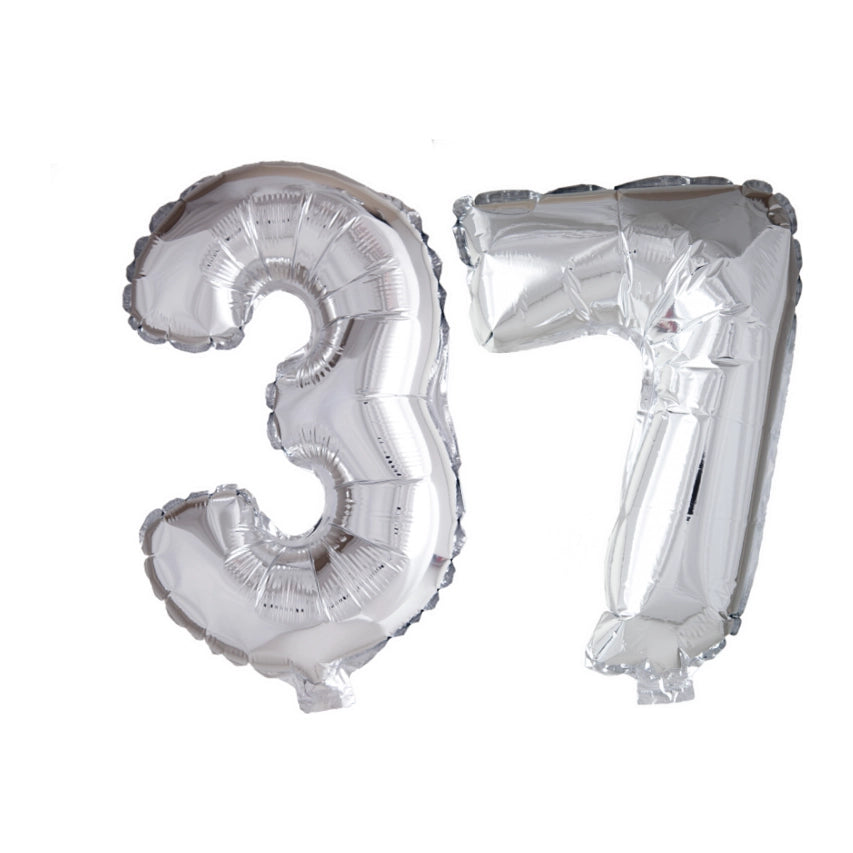 Folieballon 37 jaar Zilver 66cm