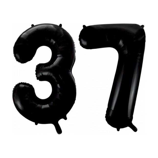 Folieballon 37 jaar zwart 86cm