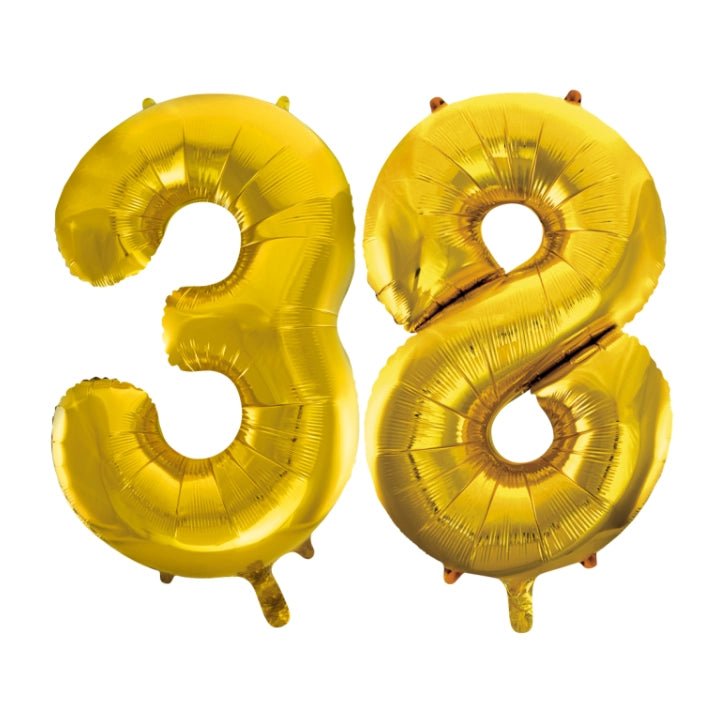 Folieballon 38 jaar Goud 66cm