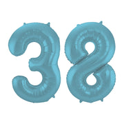 Folieballon 38 jaar metallic pastel blauw mat 86cm