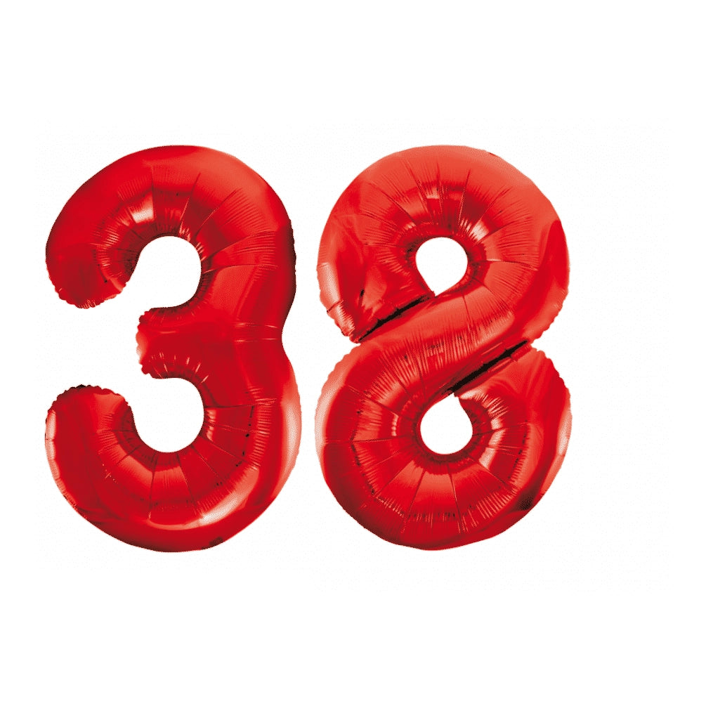 Folieballon 38 jaar rood 86cm