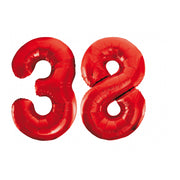 Folieballon 38 jaar rood 86cm