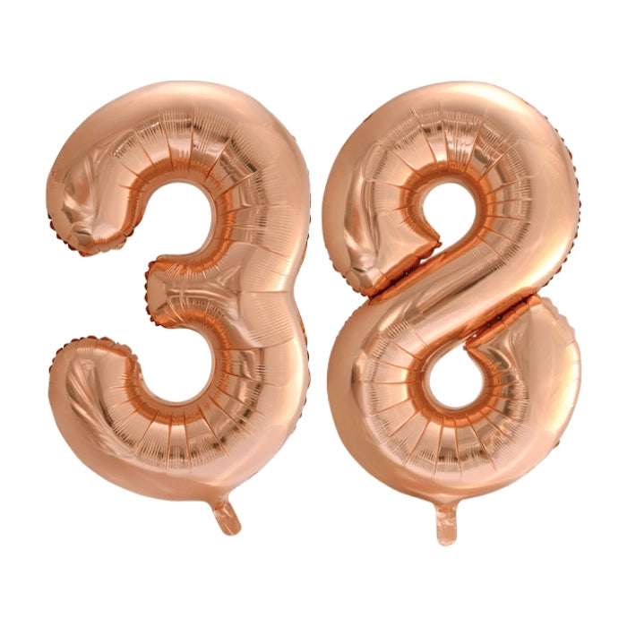 Folieballon 38 jaar Rosé Goud 86cm