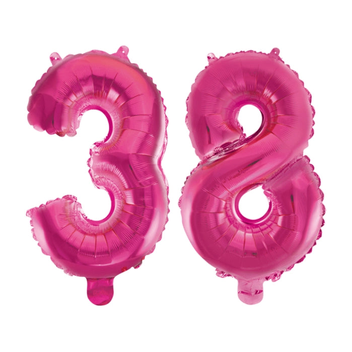 Folieballon 38 jaar roze 41cm