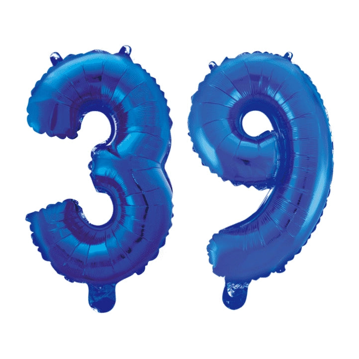 Folieballon 39 jaar blauw 86cm