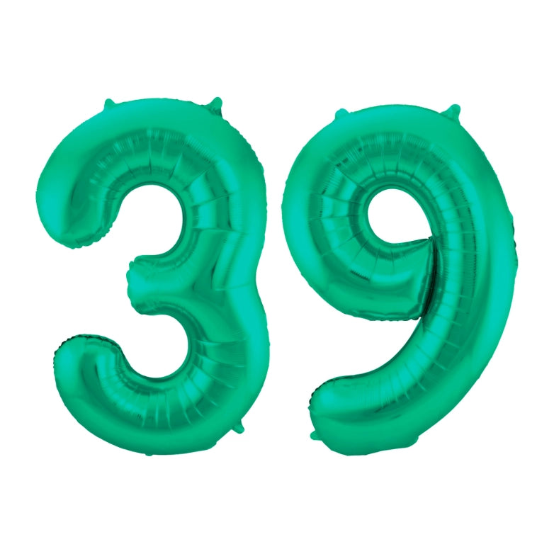 Folieballon 39 jaar metallic groen 86cm