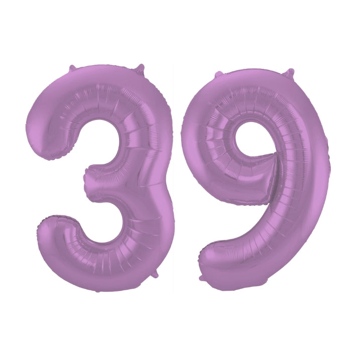 Folieballon 39 jaar metallic paars 86cm