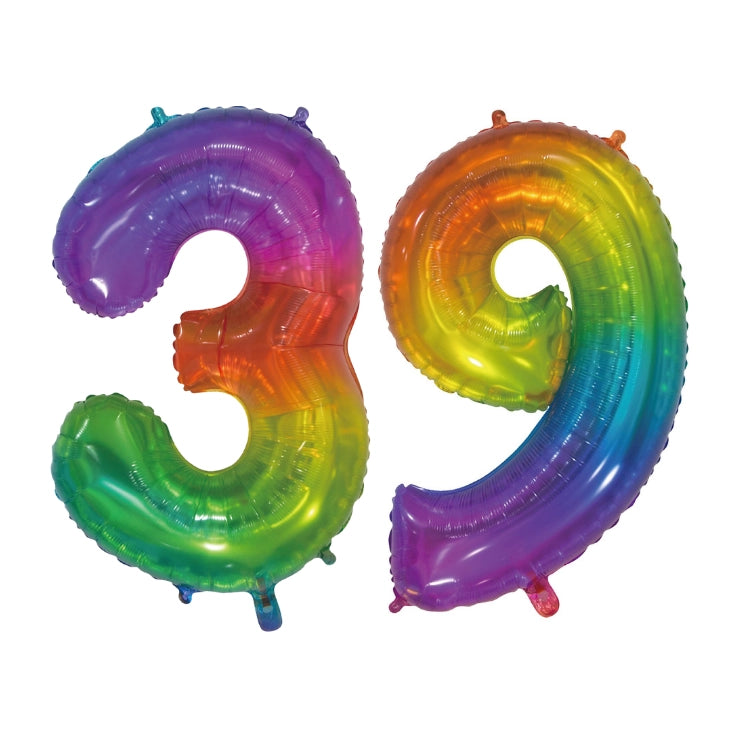 Folieballon 39 jaar Regenboog 76cm